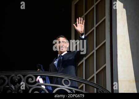 Argentina's Angel Di Maria is presented by his new team Paris-Saint-Germain to the Press in the Shangri-La Hotel, Paris, France on August 6th, 2015. Photo by Henri Szwarc/ABACAPRESS.COM Stock Photo