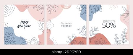Set of abstract creative backgrounds with minimal trendy style. Stock Vector