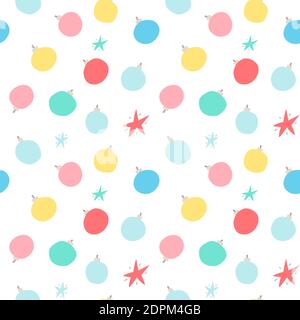 Seamless new year pattern of balls in cartoon style Stock Vector