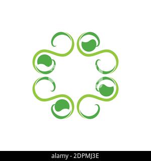 simple leaf swirl loop curves geometric design decoration vector Stock Vector
