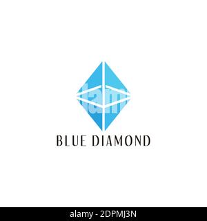 simple blue diamond symbol geometric logo vector Stock Vector
