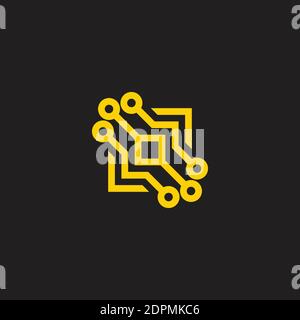 square electronic circuit network symbol logo vector Stock Vector