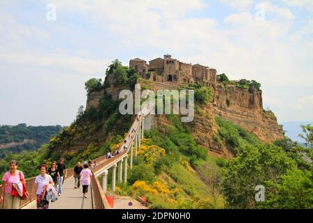 BAGNOREGIO,ITALY 25 APRIL 2020 :village of Bagnoregio isolated village that can not be reached by car only on foot Stock Photo