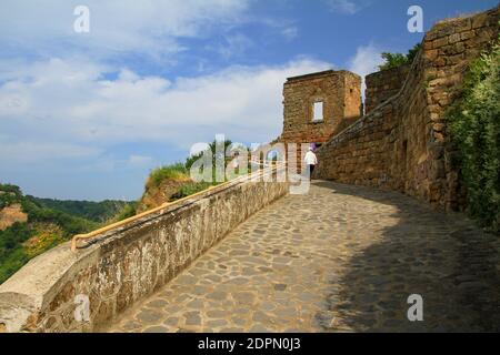 BAGNOREGIO,ITALY 25 APRIL 2020 :village of Bagnoregio isolated village that can not be reached by car only on foot Stock Photo