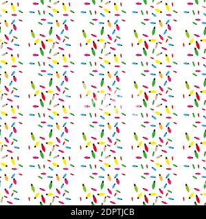 Seamless of Christmas lights, garland of multi-colored light bulbs on a white background. Seamless pattern, vector illustration Stock Vector