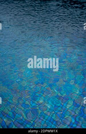 Circle water ripple wave surface background. Rain drop on swimming pool, blue background. High quality photo Stock Photo