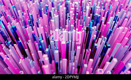 Scatter landscape of many blue and purple cubes Stock Photo