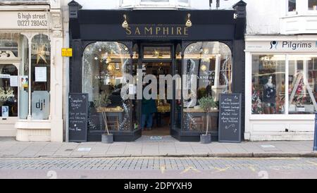 16 December 2020 - Whitstable UK: Facade of boutique shop in traditional style Stock Photo