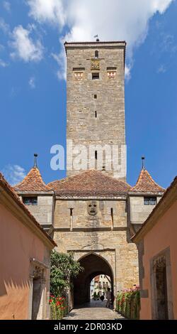 Castle tower and castle gate, old town, Rothenburg ob der Tauber, Middle Franconia, Bavaria, Germany Stock Photo