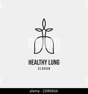 Unique Healthy Lung Line Logo Vector Template suitable for lungs clinic care or lungs study center Stock Vector