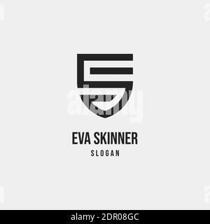Unique Letter ES Shield Protection Logo Vector Template suitable for personal brand or company Stock Vector