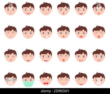 Illustration vector design of face expression boy set template Stock Vector