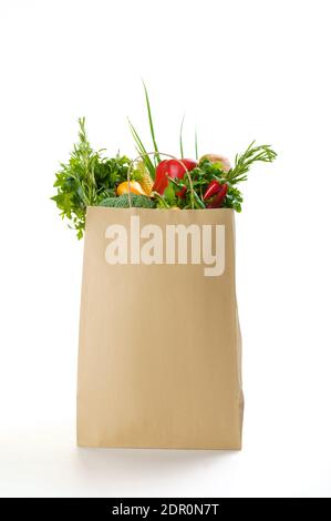 Brown Paper Grocery Bag With Fruits & Vegetables Stock Photo - Alamy