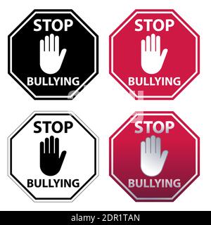 Stop Bullying Sign. Four Variations Vector Stock Vector