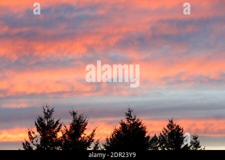 Beautiful pastel sunset sky and clouds Stock Photo