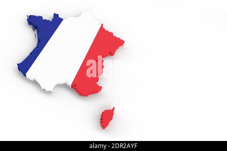 France map with Franch flag 3D rendering Stock Photo