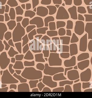 Animal print vector seamless pattern. The color of the giraffe. Abstract brown spots. Flat hand drawn illustration for print, textile, paper and other Stock Vector
