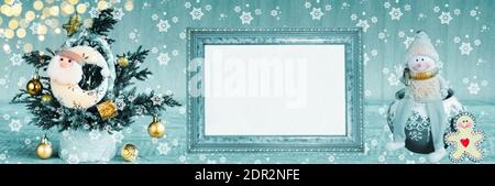 Christmas widescreen background, free space for text in the photo frame Stock Photo