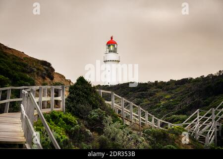 Beautiful Cape Schanck lighthouse on a moody day. Stock Photo