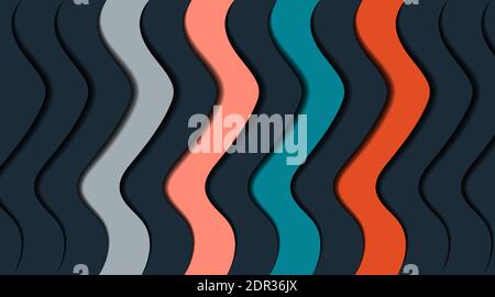 Wavy design overlapping with shadows. vector abstract background Stock Vector