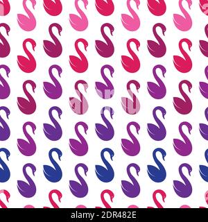 Vector seamless pattern with swan on white background. wallpaper Stock Vector