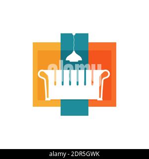 Furniture logo template design creative icon. Modern sofa symbol art furniture vector illustration Stock Vector