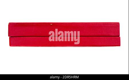 The red box from metal spoon object. Stock Photo