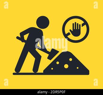 road symbol earthworks are being carried out. digging ground icon. flat vector illustration. Stock Vector