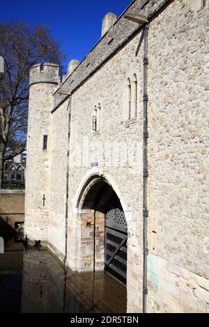 Traitors Gate at the Tower of  London built by William The Conqueror in 1078 a Norman fort on the River Thames in England UK which is a popular touris Stock Photo