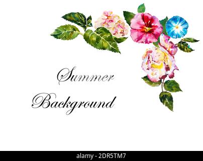 Watercolor Summer Floral Set of Vintage Blooming Hydrangea, Watercolor  Botanical Natural Collection Isolated on White background. Floral Design  Elemen Stock Photo - Alamy