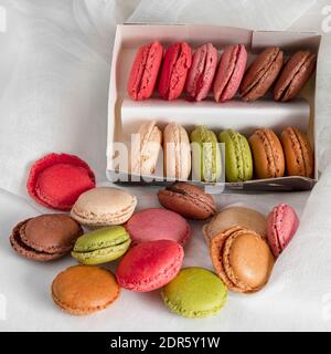 Assortments of stacked coloured macaroons Stock Photo