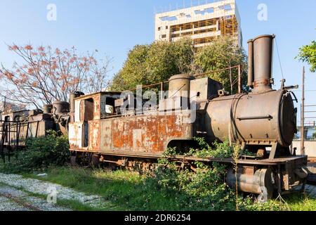 Old rusty train in the old abandoned Beirut train station in Mar Mikhael, Lebanon Stock Photo