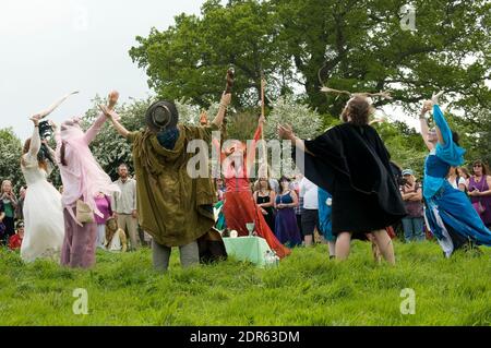 Beltane Festival Where Folk Dressed In Costume Dance Praise & Worship Fertility & Abundance In Glastonbury Somerset England UK Stock Photo