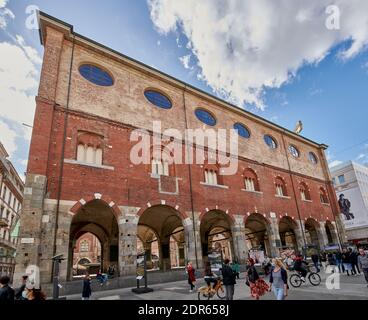 Milan, Lombardy, Italy - 04.10.2020 - Palazzo della Ragione (Palace of Reason), also known as Broletto Nuovo, in a autumnal sunny day Stock Photo