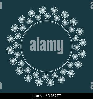 Natural vector frame. White leaves on green background template Stock Vector