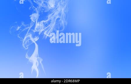 Blue wipe smoke cloud. Abstract mystic freeze motion diffusion background. Stock Photo