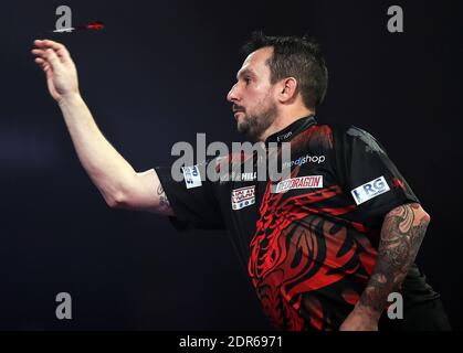 Jonny Clayton in action during his fourth round match against Gerwyn ...