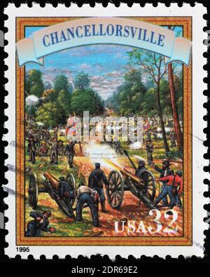 Battle of Chancellorsville on american postage stamp Stock Photo