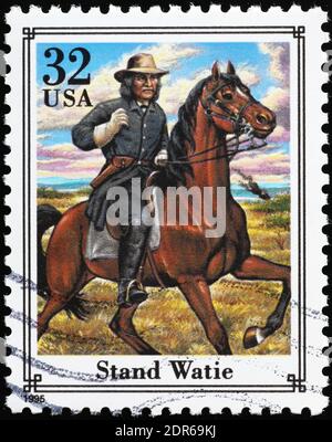 Confederate general Stand Watie on american stamp Stock Photo