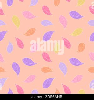 Natural vector seamless pattern. Cute colored leaves Stock Vector