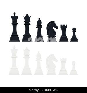Chess pieces vector icon set isolated on white background. Stock Vector