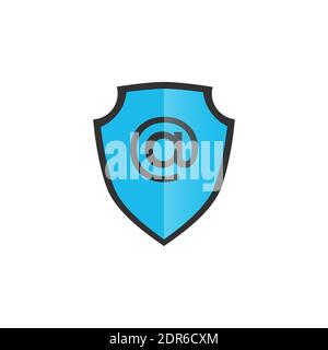 Shield with mail and e-mail icon. Guard sign. Security, safety, protection, privacy concept. Safe mail. Stock vector illustration isolated Stock Vector