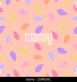 Natural vector seamless pattern. Cute colored leaves Stock Vector