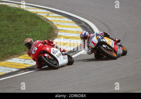 Max Biaggi (ITA), Michael Doohan (AUST), 500 Malaysian GP Moto 1998, Johor Stock Photo