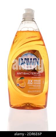 Winneconne, WI -13 December 2020: A bottle of dawn ultra antibacterial hand soap grease on an isolated background. Stock Photo