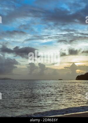 landscape horizon with clouds over the sea in Spain sunset Stock Photo