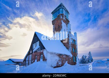 Winter Landscape Snow Frozen Forest Mummelsee Germany Stock Photo