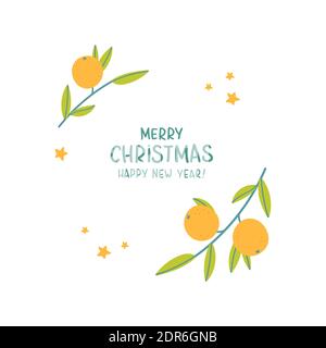 Template for card. Lettering with tangerine. Stock Vector