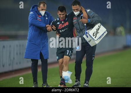 Rome, Italy. 20th Dec, 2020. ROME, Italy - 20.12.2020: Hirving Lozano (Napoli) INJURED during the Italian Serie A league 2020 soccer match between SS LAZIO VS SSC NAPOLI, at Olympic stadium in Rome Credit: Independent Photo Agency/Alamy Live News Stock Photo
