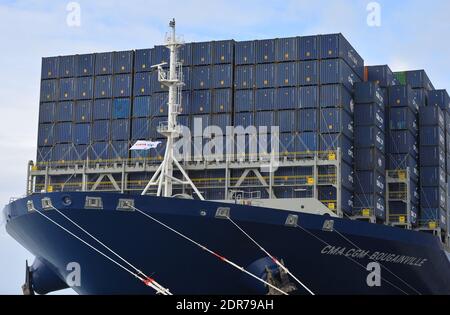 General view of CMA CGM Bougainville, the largest container ship in the ...